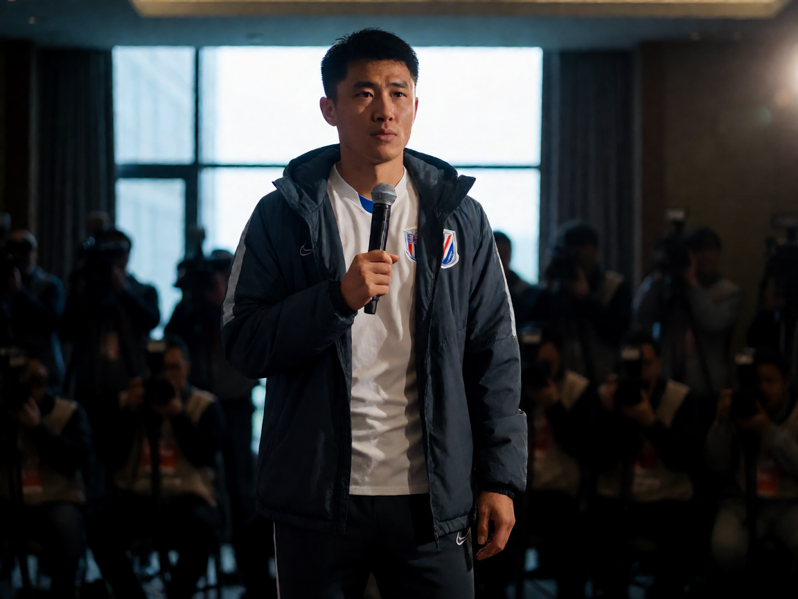 球队核心球员在赛后接受媒体采访的画面